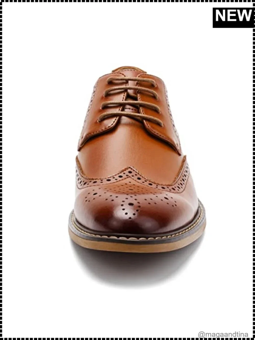 Men's Wingtip Lace-Up Leather Oxford Dress Shoes Classic Formal